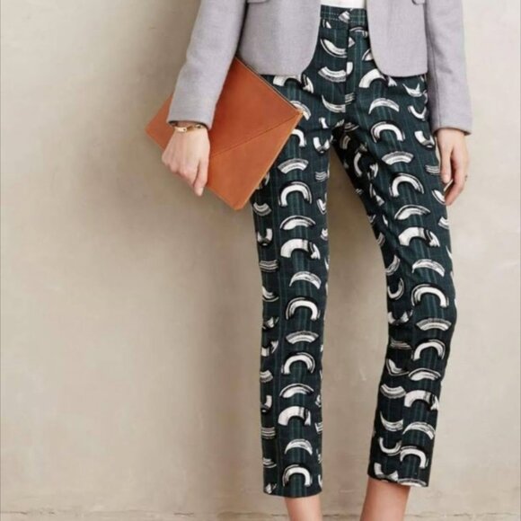 Anthropologie Cartonnier - Charlie Brushstroke Ankle/Cropped Pants Navy - 10 - Picture 1 of 11